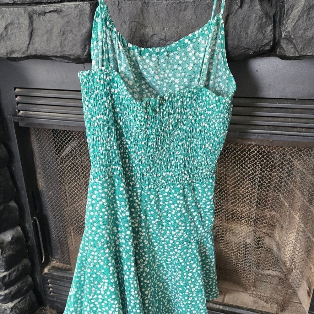 Green Floral Women's Short Romper Dress Flowy Summer Spring Cute Soft Girl - Picture 7 of 7